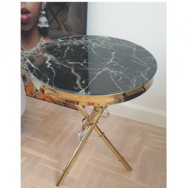 Szklany stolik okrągły COCO gold do salonu